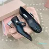 Heels Ladies Formal Shoes Sandals Luxury Fashion Patent Leather Mid Heel Pearl Gemstone