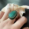 Cluster Rings 2023 Natural Malachite Electropated Leather Armband Women's Fashion Trend Luxury Light smycken