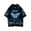 Camisetas Masculinas Hip Hop Tshirts Blue Butterfly Streetwear Masculino Harajuku Summer Short Sleeve T-Shirt Cotton Tops Tees Masculino Oversize Clothes 230606