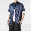 Men's Casual Shirts Chinese Satin Silk Vintage Coat Hanfu Blouse Traditional Clothing For Men Top Tang Collar Year Clothes