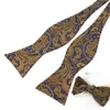 Neckband rbocott justerbara bowties själv bow slips mens 100% siden jacquard vävda män klassiska bröllop parti multicolors 230605