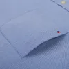 Camisas informales para hombre, camisa Oxford de manga larga a rayas a cuadros, parche frontal, bolsillo en el pecho, ajuste regular, cuello abotonado, trabajo grueso 230607