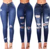 Nuovi pantaloni in denim strappati skinny a vita alta da donna alla moda Pantaloni in jeans a matita slim Plus Size 3 stili