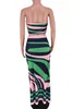 Women's Two Piece Pants Echoine Striped Print Strapless Drawsting Crop Top and Pencil Skirt Two Piece Set Party Outfits Lace Up Skinny Dress Suit Summer J230607