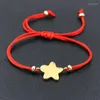 Charm Bracelets Lovely Gold Color Stainless Steel Starfish Star Bracelet Men Red Thread Rope Braid For Women Couples Pulsears