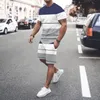 Tute da uomo Estate Uomo Completi Pantaloncini Completi Abbigliamento maschile T-shirt da strada Due pezzi Stampa 3D Casual O-Collo Tuta Oversize Beach Sportwear 230607