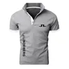 高品質J Lindeberg Golf Polo Classic Brand Men Shirdカジュアルソリッドショートスリーブコットンポロス220706