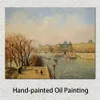 Högkvalitativ handgjorda Camille Pissarro Oilmålning Louvre Morning Sun Landscape Canvas Art Beautiful Wall Decor