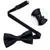Cravates Classiques Noir Hommes Arc 100% Soie Noeud Papillon Poche Carré Boutons De Manchette Ensemble Costume Paisley Or Cravate Pré-Tiée DiBanGu 230605