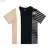 Summer Striped T-shirt Men Lose Patchwork Kolor Bawełniane okrągłe kołnierze czarno-białe w paski T-shirt Casual Men's L230520