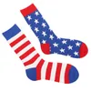 Men's Socks American Flag AB Independence Day July Fourth Men's Women's Holiday Striped Star Cotton Mid Tube Sweat Absorbing