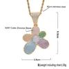 Pendentif Colliers Argent Couleur Fleur Pétales Collier Avec 4mm Chaîne De Tennis Glacé Sur Cubique Zircon Bling Hommes Hip Hop Bijoux Cadeaux