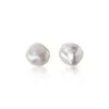 Stud Earrings 8MM Authentic 925 Sterling Silver Dysmorphism Natural Pearl Irregular Baroque Fine JEWELRY C-G6185