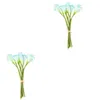 Decorative Flowers 20 Pcs Blue Artificial Calla Lily Fake Bouquet Wedding Vases