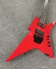 Electric Gutiar Red Color Reversed Headstock Shape Right Hand Body SH Pickups Black Parts With Double Locking Tremolo