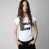 24SS Zadig Voltaire Nowa nisza projektant Pullover T Shirt Trend Kobiety Kobiety Summer Bawełna T-shirt Klasyczny druk z listami Solid Short Sleeve Tops