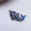 Colares com Pingente RD Estilo Étnico Brocado Azul Torrado Carpa Moeda Oca Vintage Pequeno Peixe Colar Pulseira