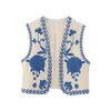 Kvinnors västar vintage blommor broderad 2023 Öppna västmästerska damer National Style Vest Jacket Outfits Casual Vacation Crop Topp fyra färger