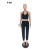 Kvinnors tvåbitar byxor Perl Crop Vest+byxor Suit Plus Size Two Piece Set for Women Casual Matching Outfit Summer Tracksuit Sports Clothing 2XL 3XL J230607