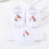 Första vandrare 0-12m Baby Girl Shoes pannband Set Soft Bottom Flower Crib Elastic Band Non-Slip Toddler Shower