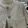 Damenjacken 2023 Sommer Kleiner Duft Weibliche Mode Design Pailletten Rosa Tweed Mantel Vintage Frauen Elegante Büro Dame Outwear