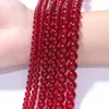 Pedra de vidro vermelho granada natural para fabricação de joias 4 6 8 10 12 mm Espaçador redondo solto DIY Pulseira Colar Acessórios