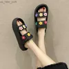 Slippers Casual Low Shoes Platform Slides Summer Cogs Woman Luxury Flat Beach Scandals Pu Fabric House Slippers Platform Flat S L230518