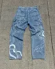Mens Jeans American Street Hiphop High midja Tryckt överdimensionerad storlek Jeans Mens Y2K Fashion Casual Loose Wide Leg Pants Womens Style 230606