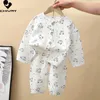 Pękama Dzieci Summer cienki piżama zestawy chłopców z kreskówek Trzy czwarte rękawy Bawełniane Koszule z spodniami Baby Loungewear 230606