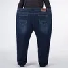 Jeans da uomo Taglie forti 42 44 48 50 52 Autunno Inverno Classico Pantaloni larghi in denim dritto Pantaloni elasticizzati di marca Nero Blu 230606