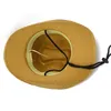 Western Cowboy Opvouwbare Strohoed Mannen Strand Schaduw Hoeden Man Zonbescherming Cap Lente Zomer Outdoor Reizen Caps met Touw