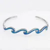 Chain Wave Blue Opal Bangle Armband för kvinnor Fashion Summer Beach Jewelry 230606