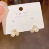 Stud Earrings Exquisite Fashion Small Zircon Pearl Cherry Temperament Simple Design For Women Daily Party Jewelry.