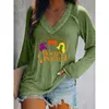 T-Shirts Rheaclot Halloween It's Just A Bunch Of Hocus Pocus Women's Summer Casual Cotton Graphic VNeck Long Sleeve TShirt