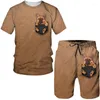 Mannen Trainingspakken Grappige Camouflage 3D Animal Print Tees/Shorts/Sets Duitse Herder Binnenzak T-Shirt Outfits Streetwear ventileren Doek