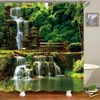 Rideaux de douche moderne impression 3D forêt rideau de douche plante verte arbre paysage rideau de bain avec crochets pour salle de bain paysage étanche 230627