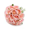 Dekorativa blommor Brud Handbrev Rose Bouquet Artificial Flower Fake Wholesale Home Wedding Pography Handgjorda DIY