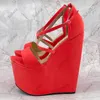 Sukeia Handmade Women Platform Sandaler Matt Ultra High Wedges Heels Open Toe Gorgeous Yellow Red Party Shoes Us Size 5-15