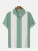 Erkek gündelik gömlek çizgileri basit gömlek erkekler Avrupa boyutu Hawaii gömleği moda kısa kollu caual nefes alabilen üst 230607