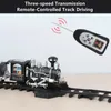 Electric RC Car Lntelligent Programming أضف دخان الماء عن بُعد Train 80cm DIY Assembly Barent Child Depality Classical Steam RC Toys 230607