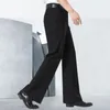 Pantalones 2021 hombres acampanados pantalones de corte de bota negocios casual clásico oficina cómoda elasticidad gris negro delgado fondo formal traje pantalones