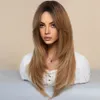 25 inç Altın Uzun Saç Peruk Kadınlar için Orta kısım tam kapak zahmetsiz cazibe için çoklu stiller mevcut görünümünüzü dönüştürmek