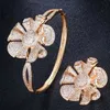 European American Hot Selling Real Gold Plated Full Zircon Flower Ring and Bangle Set