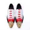 Estilo 3942 Vestido de couro de dedo dourado italiano Men Lace-up White Red Party e Wedding Shoes Men, EU38-46,