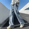 Mens Jeans Y2K Streetwear Striped Baggy Stacked Pants Men Clothing Washed Blue Straight Loose Denim Trousers Vetements Homme 230606