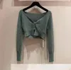 Giacche da donna Capelli di alta qualità Primavera ed estate Moda Sexy V profondo Cardigan corto in maglia da donna