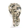 Nouveau Camouflage imprimé soyeux Durag pour hommes Bandana Turban chapeau unisexe Doo Durag perruques hommes Du-Rag longue queue Bandana Pirate chapeau