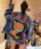 Herfst Zware Hot Boren Cartoon Beer Denim Jas voor Vrouwen Mode Lange Mouwen Losse Jeans Jassen Vrouwelijke Toevallige Bovenkleding W971