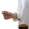Ужинать наборы посуды Деревянный длинная ручка Spoon Coffee Tea Tearing Spoons Dessert Money Soup Sourer Horlery Японский стиль кухонные инструменты.