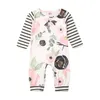 Barboteuses Citgeett printemps né bébé fille garçon enfant fleur rayé barboteuse manches longues combinaison automne hiver vêtements 0-18M 230606